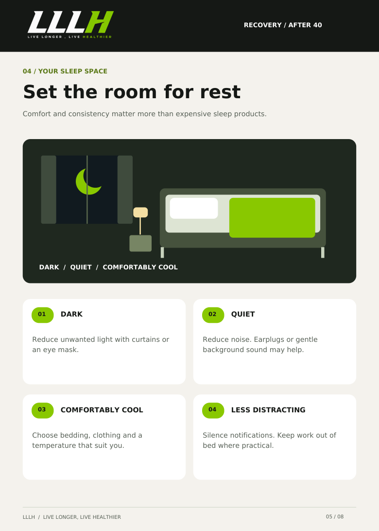 An illustrated bedroom and four sleep-space tips